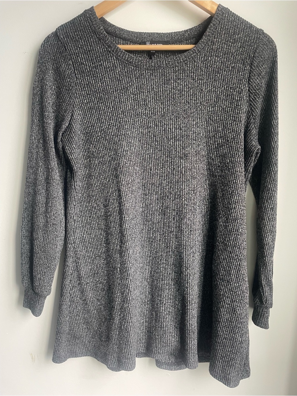 Lily Morgan Grey Marled Ribbed Knit Tunic Sweater M